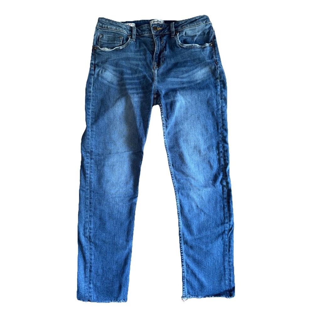 Vigoss Thompson Tomboy Womens 32 Distressed Frayed Hem Dark Wash Denim Jeans